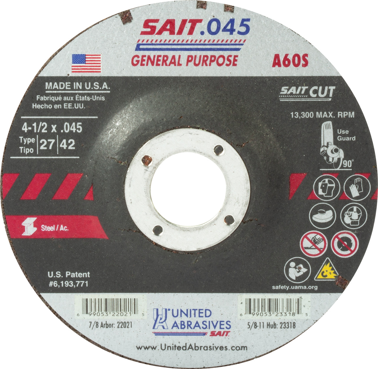 United Abrasives Inc Cut-Off Wheel, General Purpose High Speed, 50 Pack