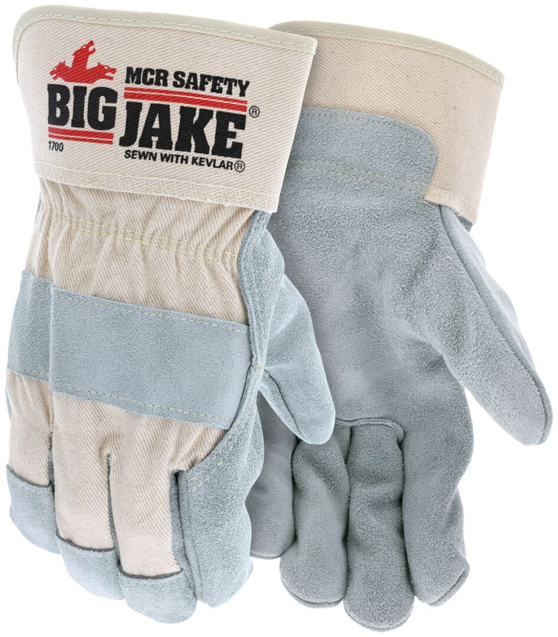 MCR Safety Leather Palm Work Gloves, Premium A+ Grade Split Side Leather, Sewn with DuPont