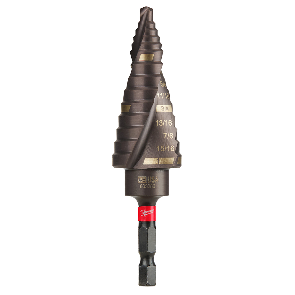 Step Drill Bit, 8 1/2 in- 1 in Hex