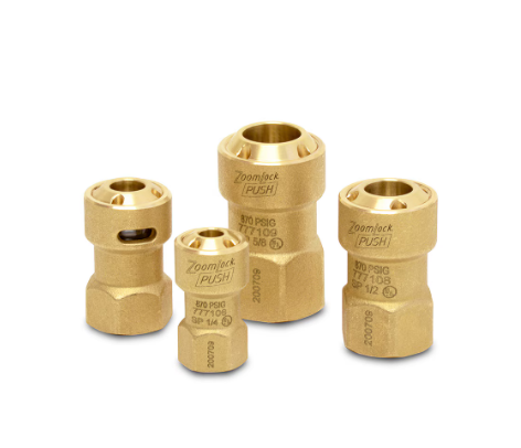 Adapter, 1/2" x 1/2", Flare x Zoomlock Push, Brass