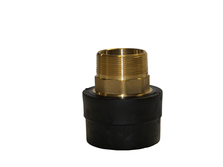 Adapter, 1-1/4" x 1-1/4", Socket Fusion x MPT, Brass