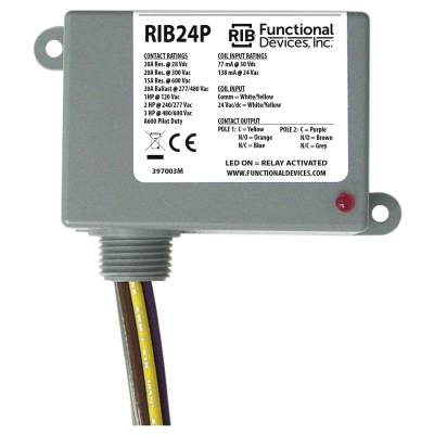 Power Relay, 24VAC/VDC 20A DPDT Enclosed