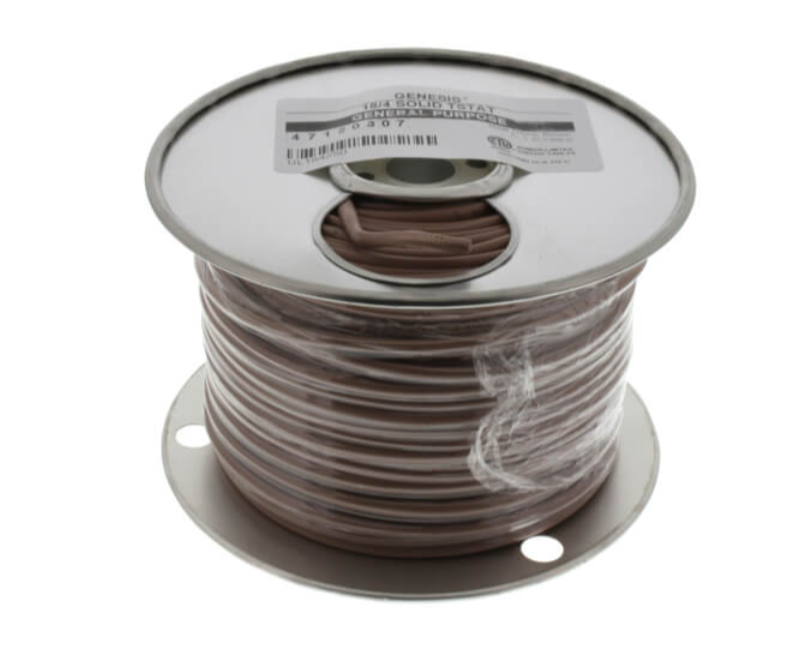 Thermostat Wire, 18/4 CL2 Solid 250' Brown Simpull