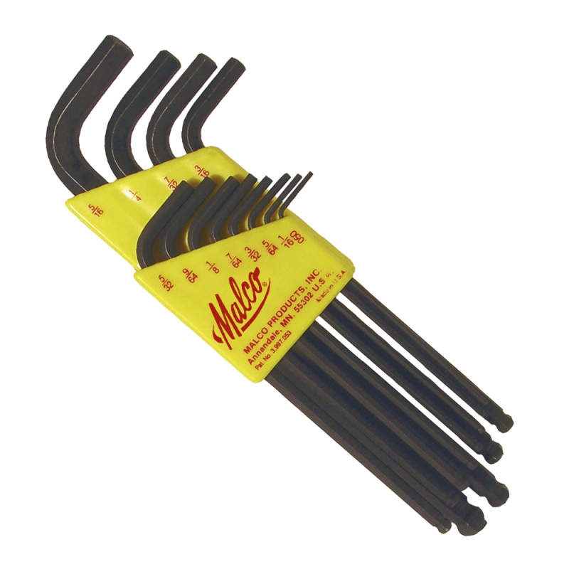 Hex Key Set, 7 Keys 12" Long "L" Hdl  Plastic Pouch