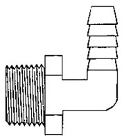 Elbow Fitting, 1/2" x 3/4", Barb x MPT, 90 deg Elbow