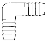 Elbow Fitting, 1/2", Barb, 90 deg Elbow