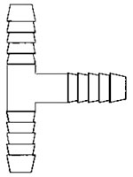 Tee Fitting, 1/2", Barb, 4/Pack