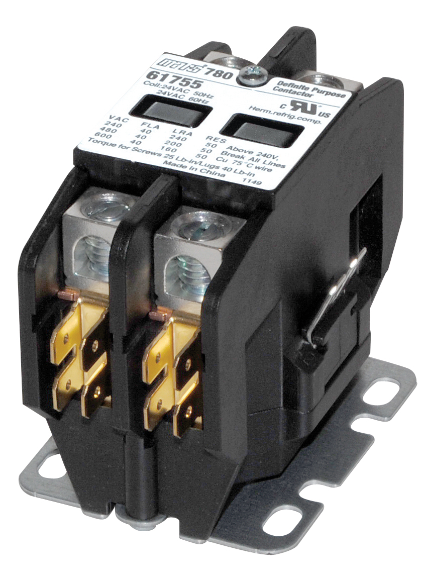 Contactor, 120V, 2-Pole, 40A, Definite Purpose