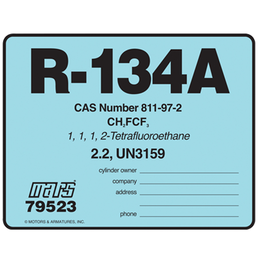 ID Label, R-134 Refrigerant 10/Pk