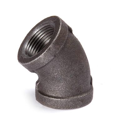 Elbow Fitting, 1", FPT, Malleable Iron, 45 deg Elbow