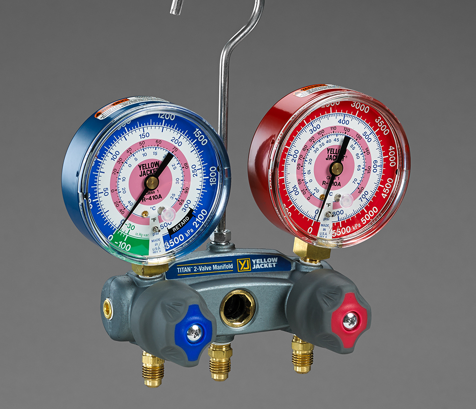 Manifold Gauge, 1/4", 2-Valve, R-22/R-404A/R-410A