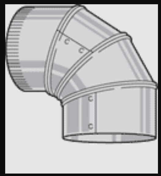 Sheet Metal 90 deg Elbow, 5" 26ga Round Galv Adj