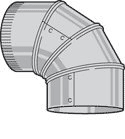 Sheet Metal 90 deg Elbow, 12" 26ga Round Galv Adj