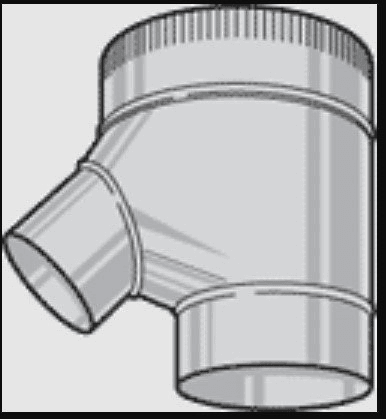 Flue WYE, 6" x 6" x 3", Adjustable, 26 Ga, Crimp Inlet