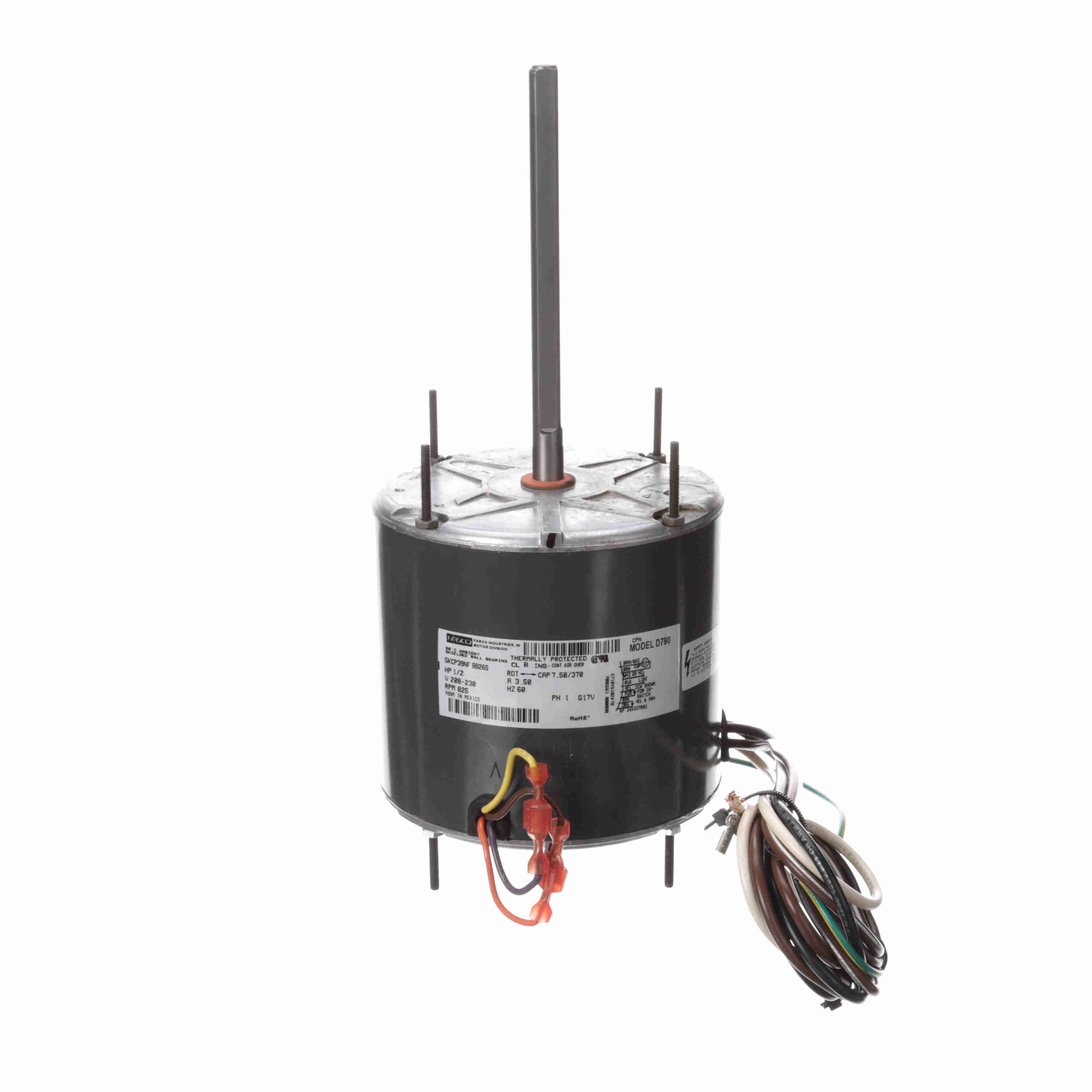 Condenser Fan Motor, 1/2hp 5.6", 208-230V, PSC, OAO, 825 RPM