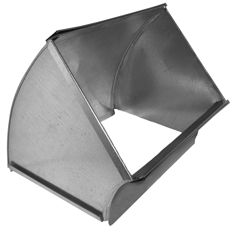 Sheet Metal Duct Elbow, 10"x8" Vertical 45 deg