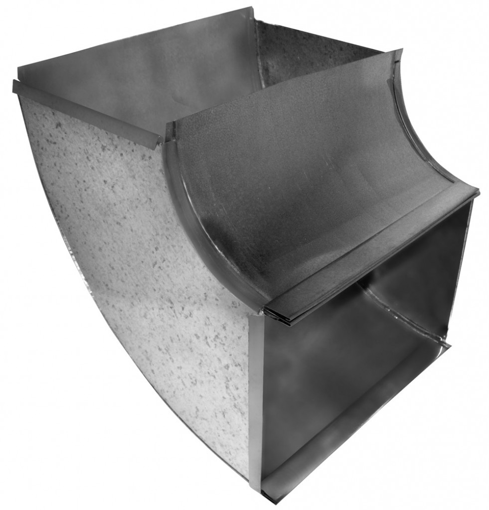 Sheet Metal 90 deg Elbow, 14"x8" Vertical Shortway Duct